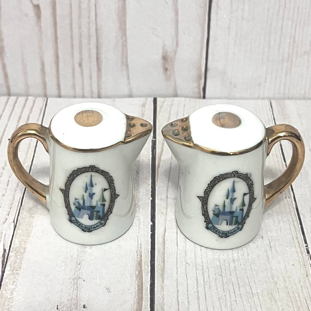 Vintage Disneyland Coffee Teapot Shaped Lady & Constable Salt & Pepper Shaker